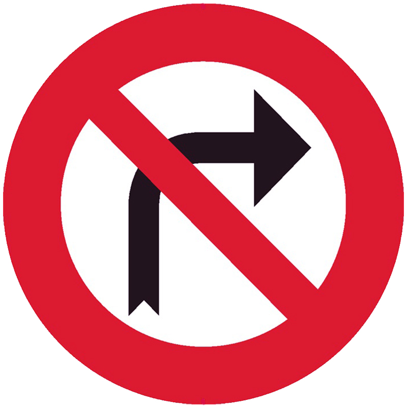 Verkeersbord C31b – verbod om rechts af te slaan huren