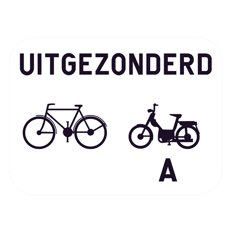 Verkeersbord M3 – uitgezonderd fietsers en bromfietsers klasse A huren