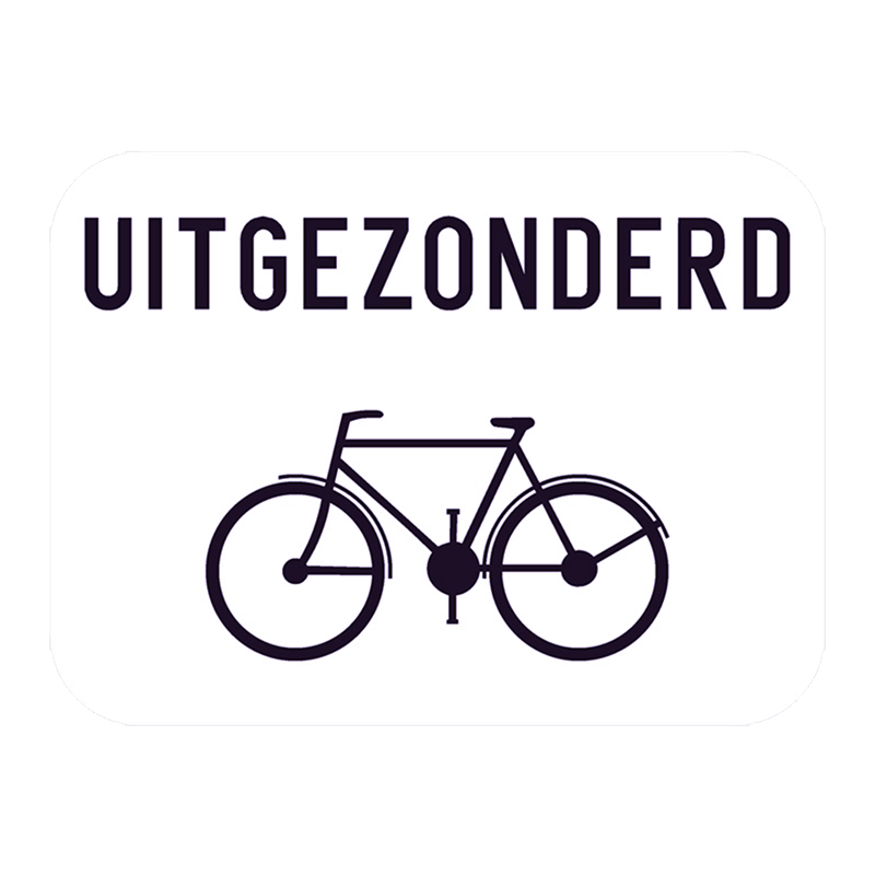 Tijdelijke wegsignalisatie verkeersbord onderbord type M2 met opschrift "uitgezonderd fietsers" huren