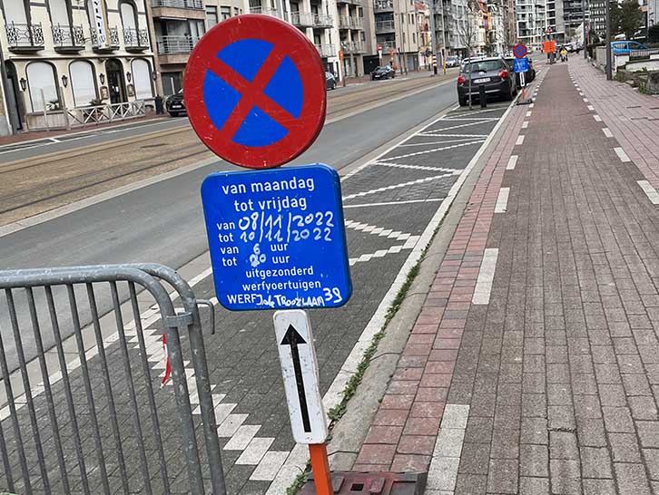 Parkeerborden en wegsignalisatie verhuur en plaatsing in Stad Blankenberge
